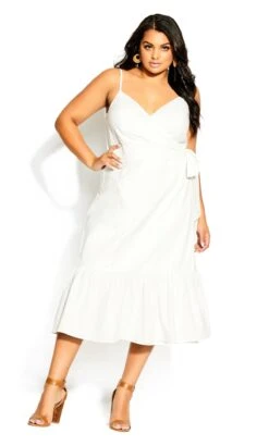 City Chic Ivory Wrap Midi Dress
