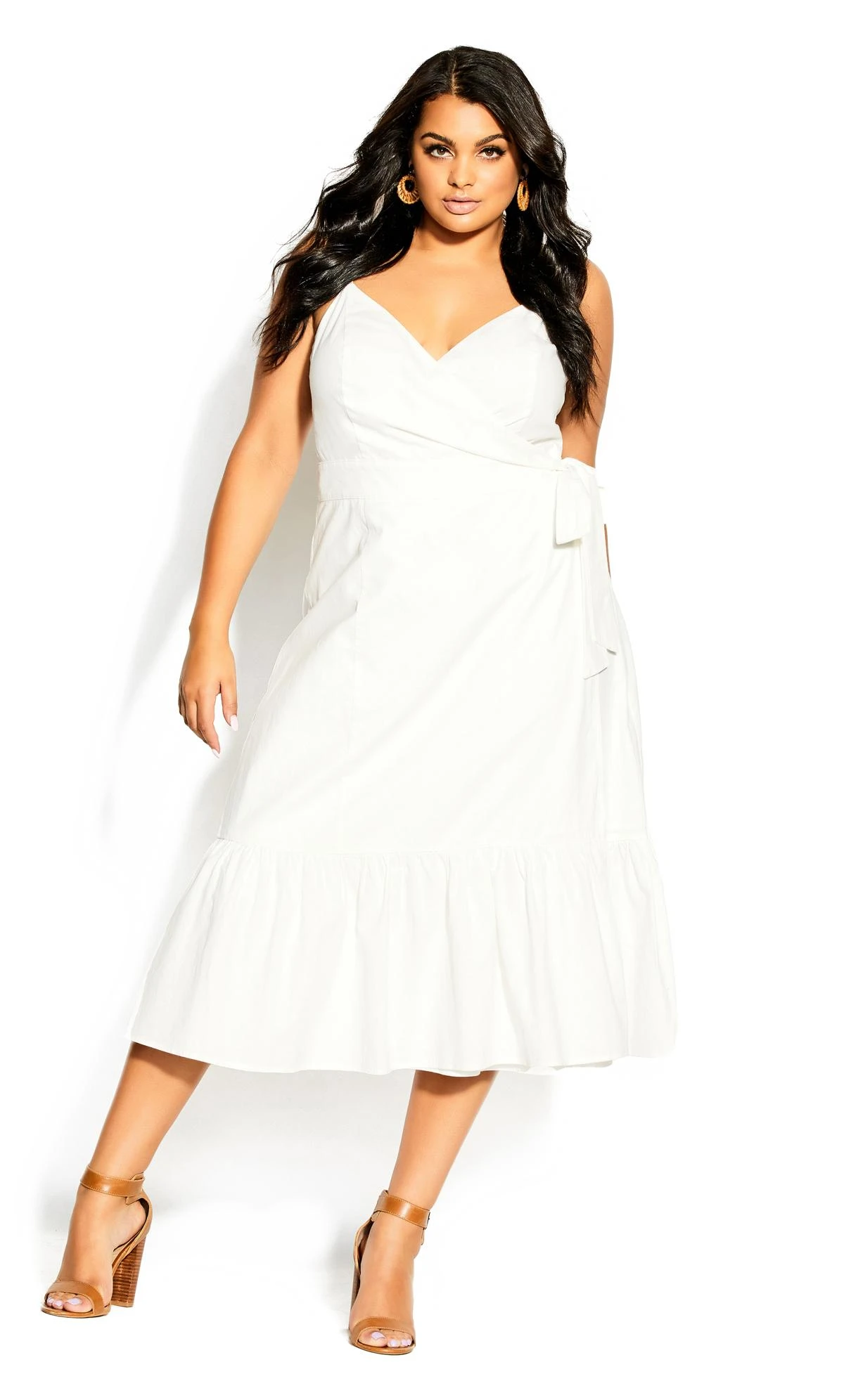 City Chic Ivory Wrap Midi Dress - Image 2