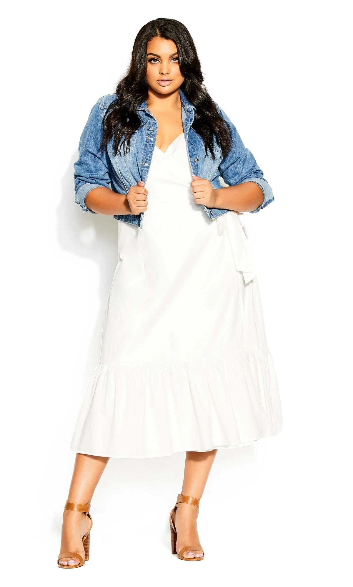 City Chic Ivory Wrap Midi Dress - Image 3