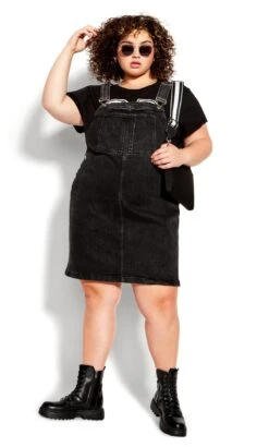 City Chic Societie+ Black Jordan Pinafore Dress