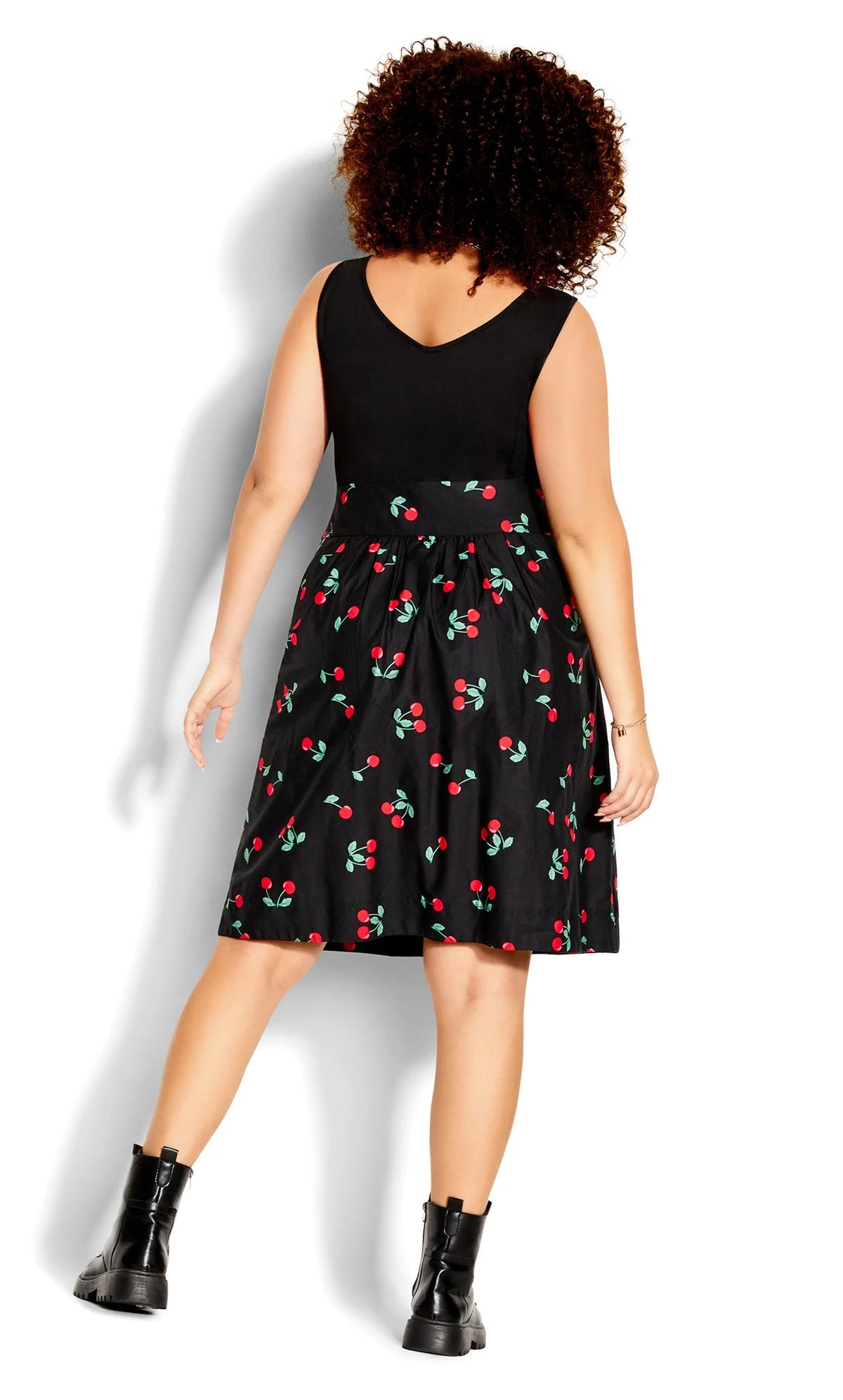 City Chic Black Cherry Print A-Line Skirt - Image 3