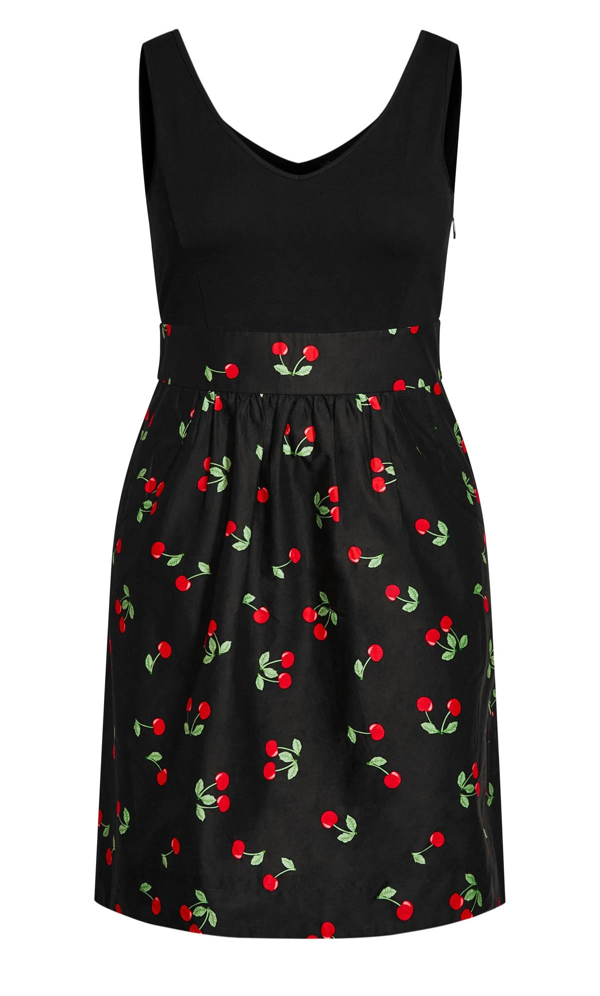 City Chic Black Cherry Print A-Line Skirt - Image 4