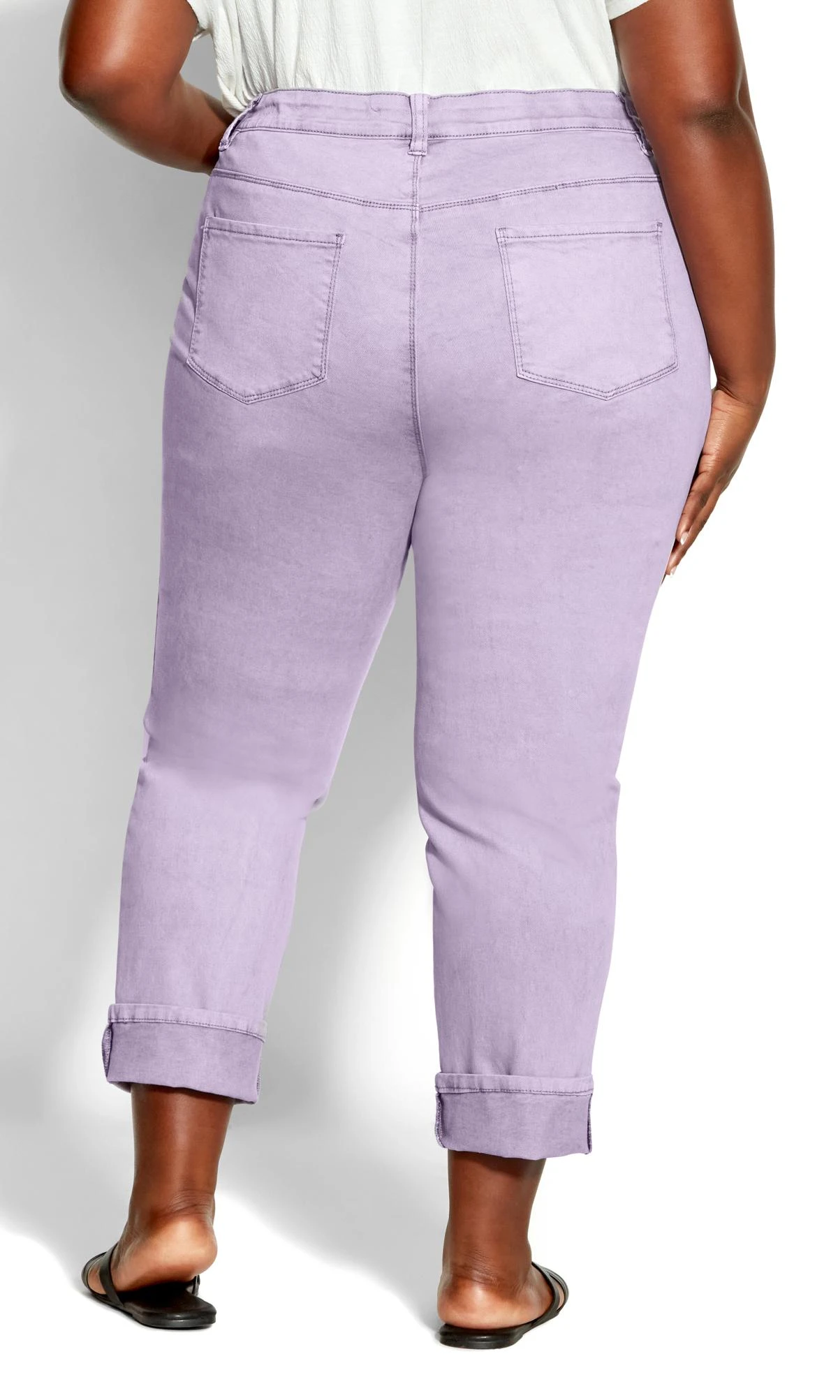 Avenue Purple Embroidered Turn Up Denim Jean - Image 5