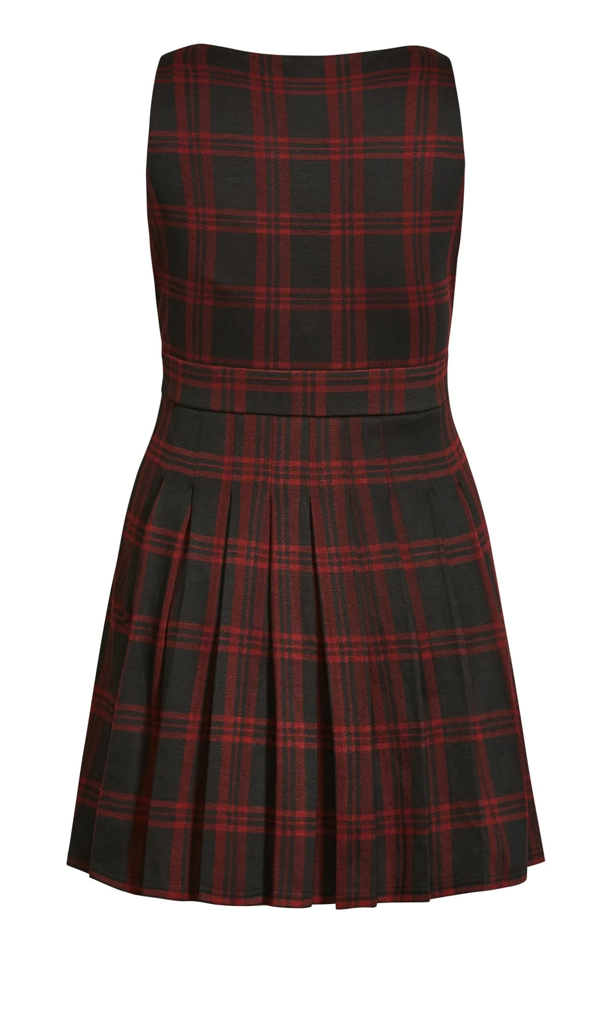 City Chic CCX Black & Red Pinafore Check Dress - Image 3
