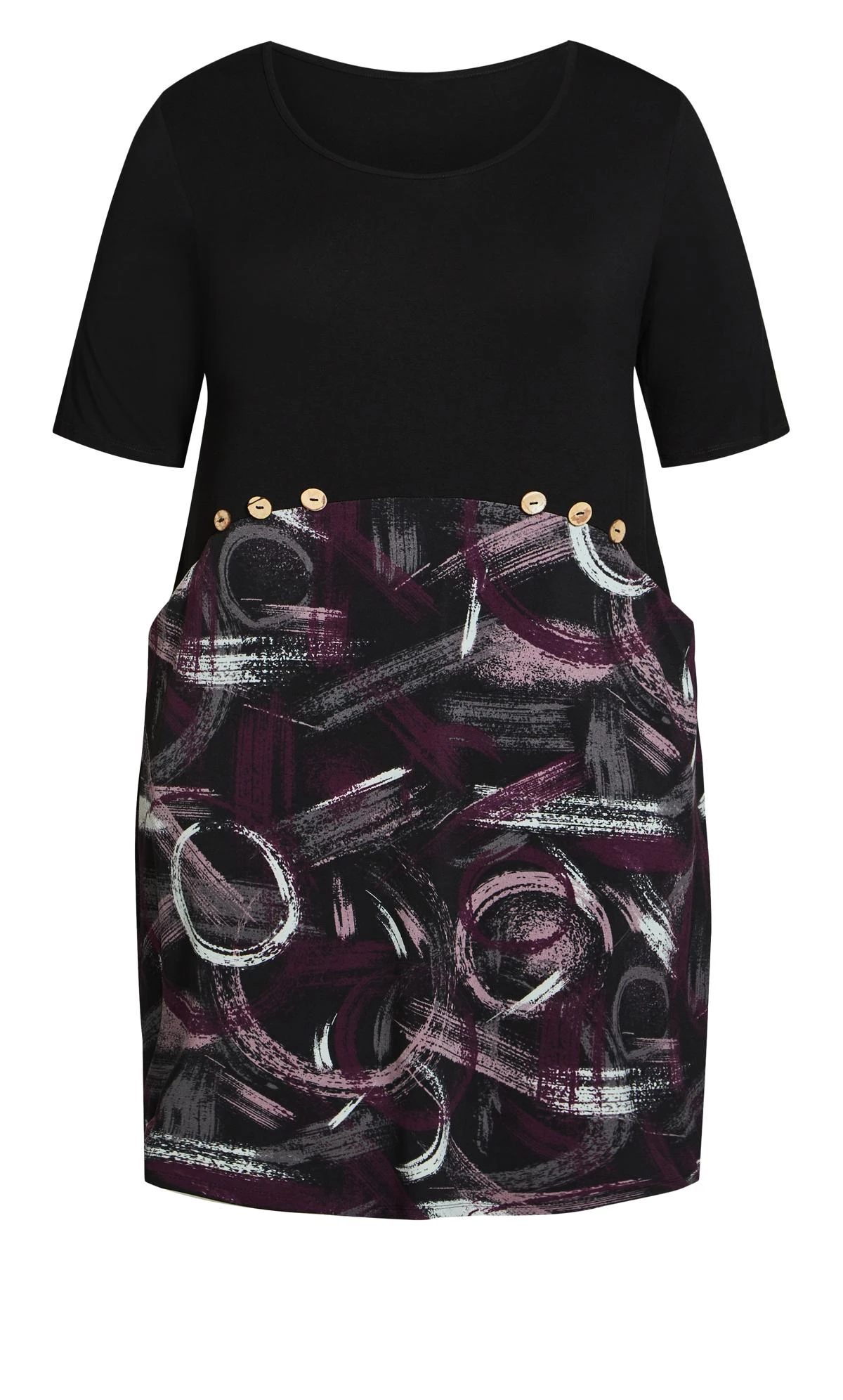 Avenue Loralette Black Knit Button Print Dress - Image 6