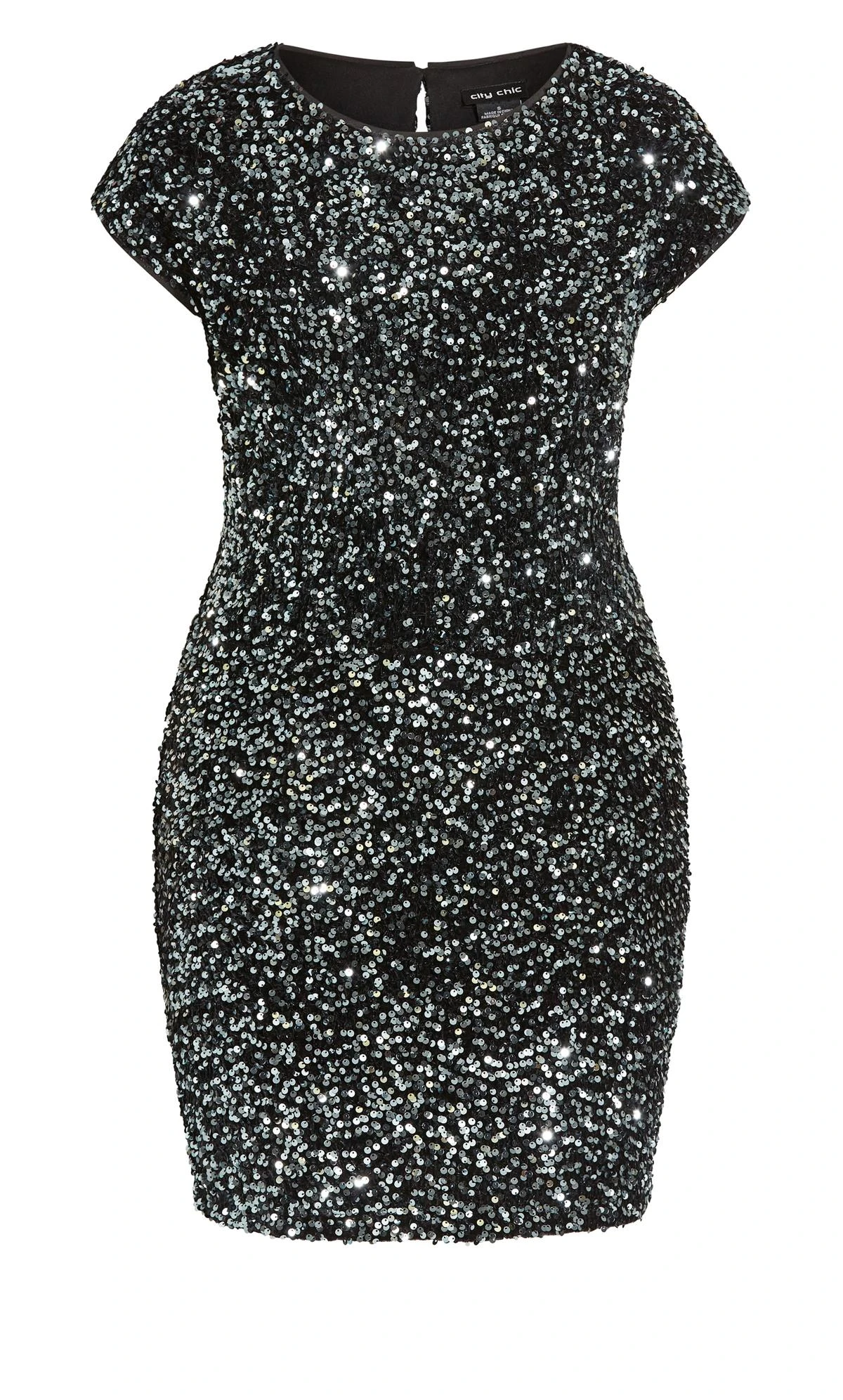 City Chic Black Sequin Shift Dress - Image 4