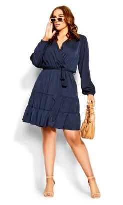 City Chic Navy Pretty Tier Dress