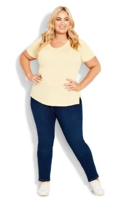 Avenue Evans Blue Dark Wash High Waisted Skinny Petite Jeans