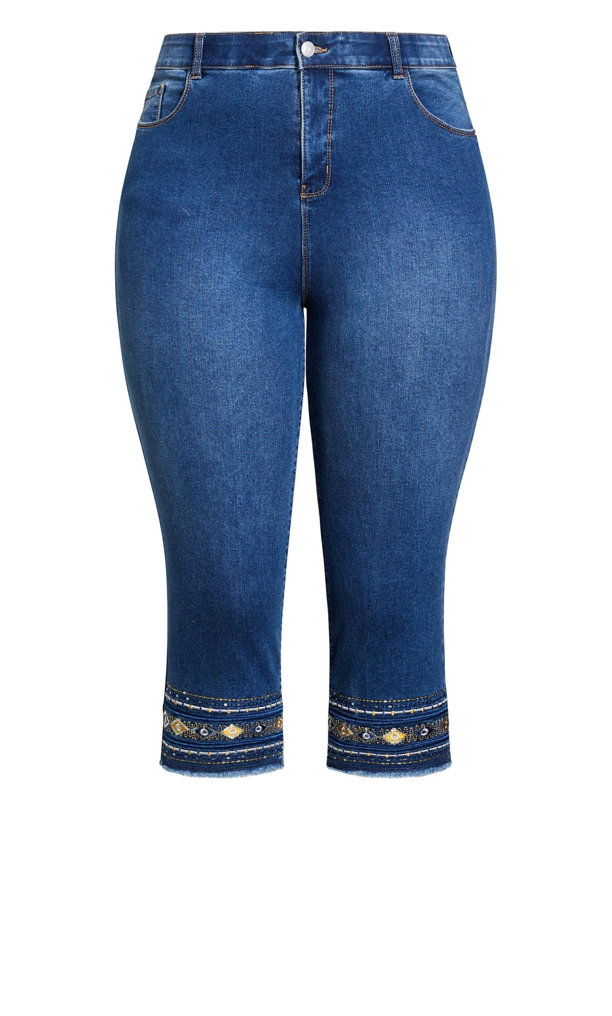 Avenue Blue Mid Wash Denim Lola Detail Jeans - Image 4