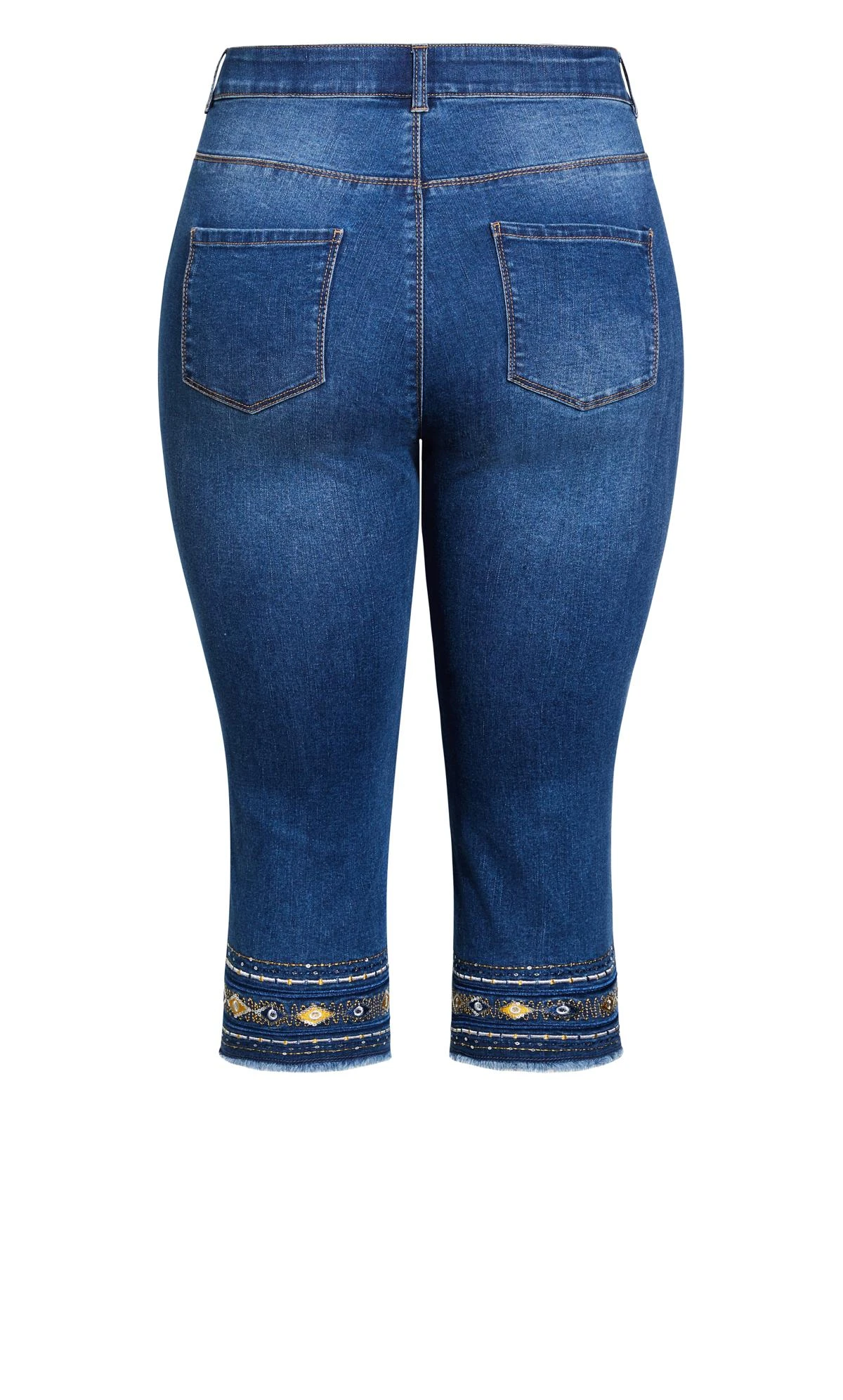 Avenue Blue Mid Wash Denim Lola Detail Jeans - Image 5