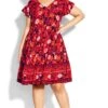 Avenue Loralette Red Unwind Tier Dress