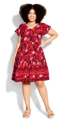 Avenue Loralette Red Unwind Tier Dress