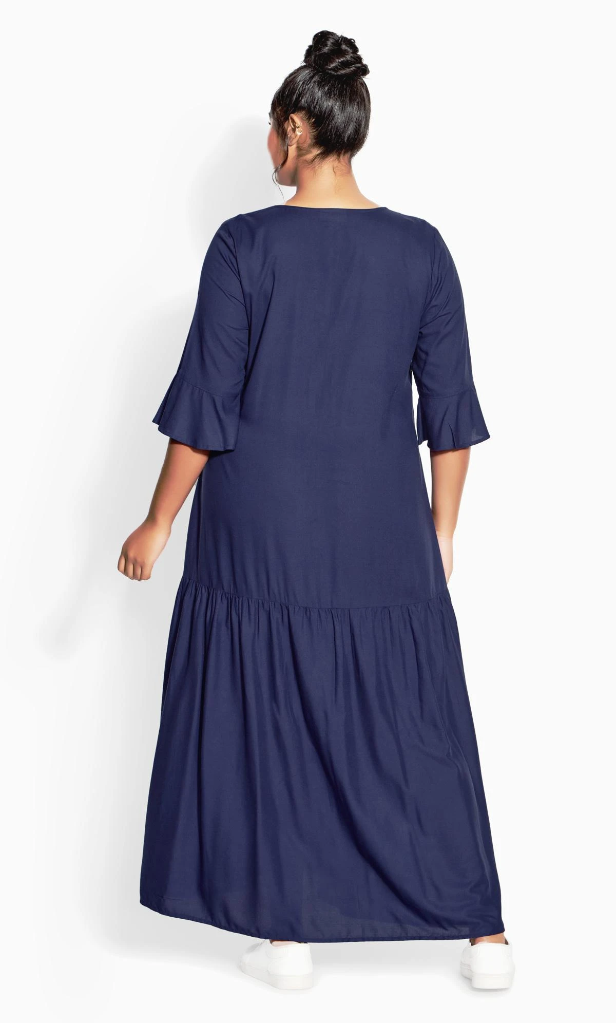 Avenue Navy Blue Pleated Pocket Maxi Dress - Image 2