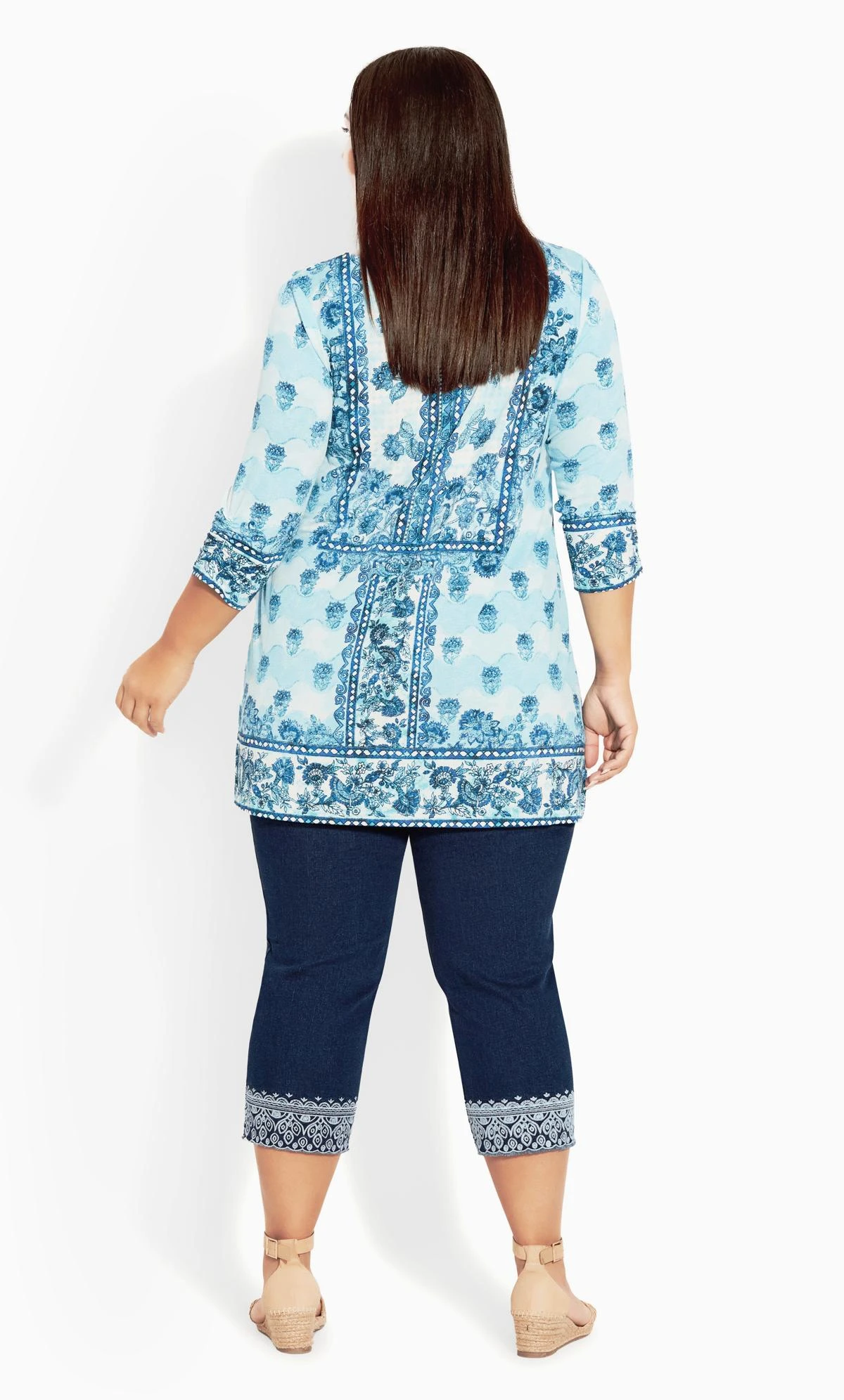 Avenue Blue Mid Wash Cropped Embroidered Jeans - Image 3