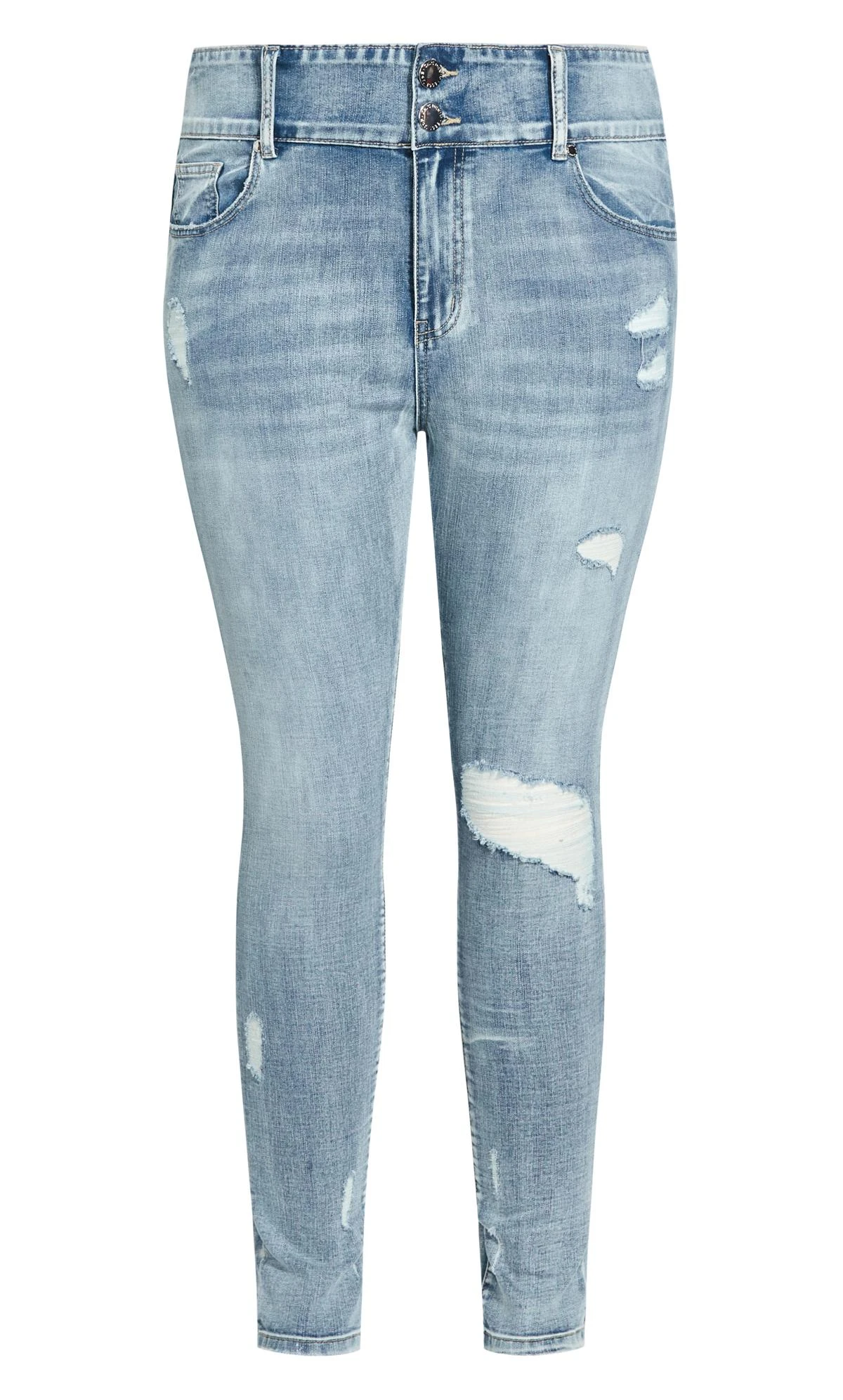 City Chic Blue Light Wash Distressed Jeans - Image 5