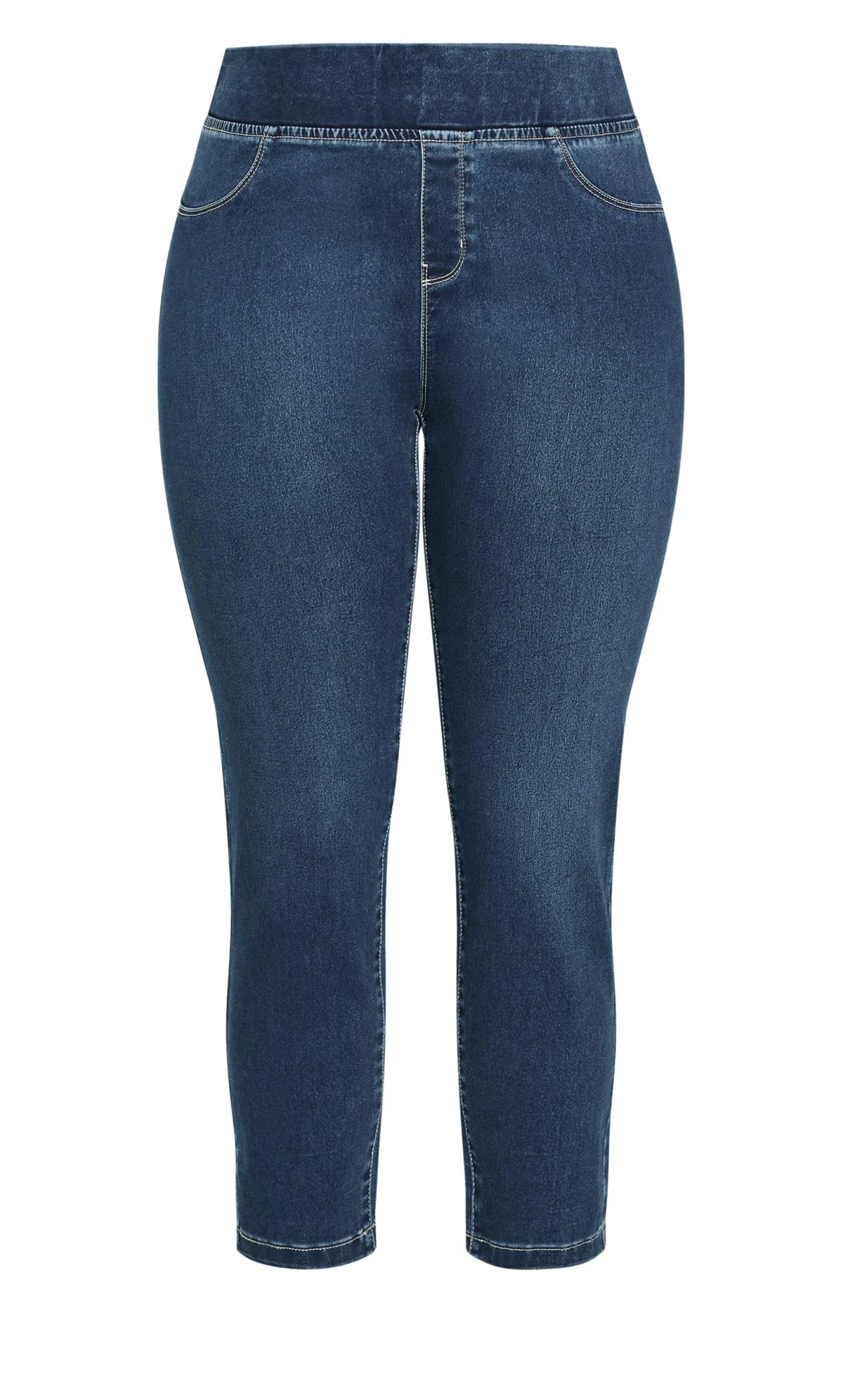 Avenue Blue Mid Wash Pull On Skinny Tall Jeans - Image 3
