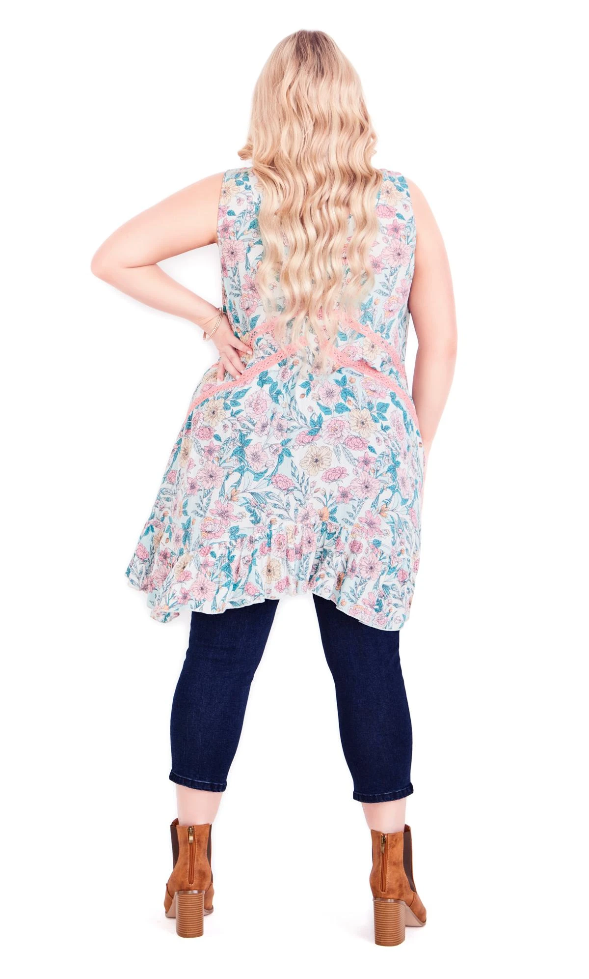 Avenue Blue Dark Wash Ripped Cropped Jeans - Image 3