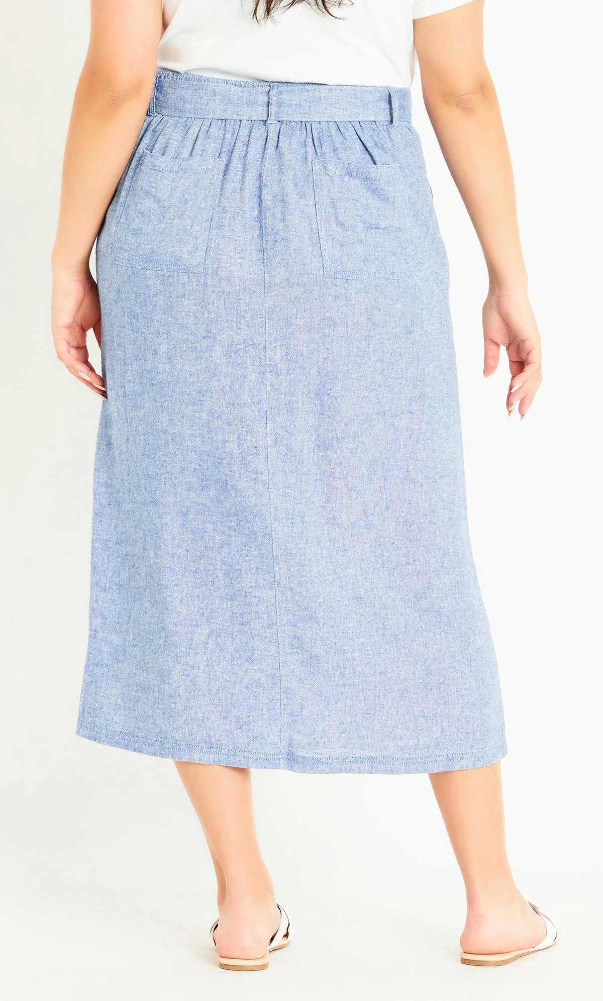Evans Light Blue Tie Waist Midi Skirt - Image 4