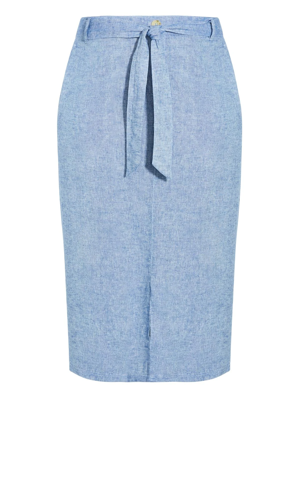 Evans Light Blue Tie Waist Midi Skirt - Image 5