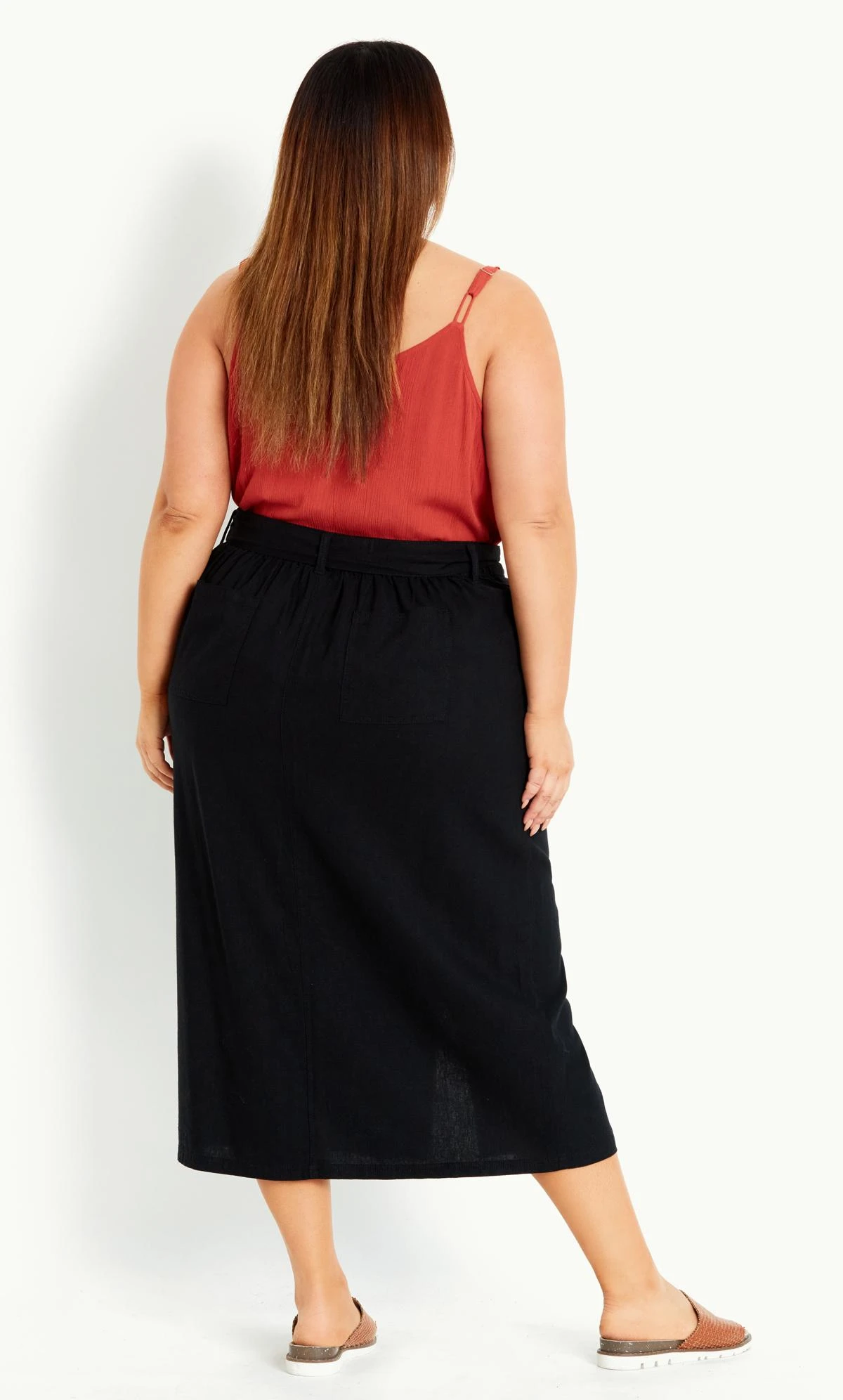 Evans Black Linen Blend Skirt - Image 2