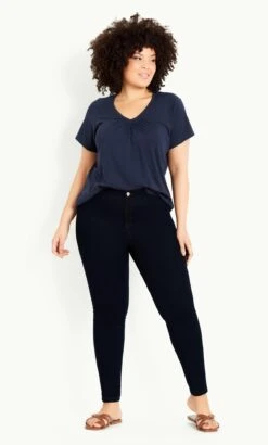 Evans Dark Blue Denim High Waisted Skinny Jeans