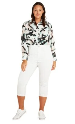 Evans White Cropped Skinny Jeans