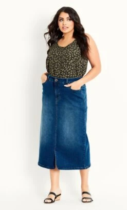 Evans Blue Denim Midi Skirt