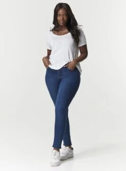 Evans Blue Mid Wash Denim Curve Fit Skinny Jeans - Regular