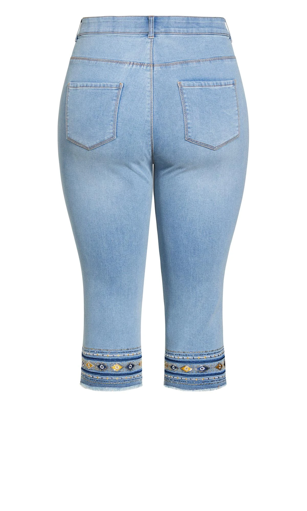 Avenue Blue Light Wash Denim Lola Detail Jeans - Image 5
