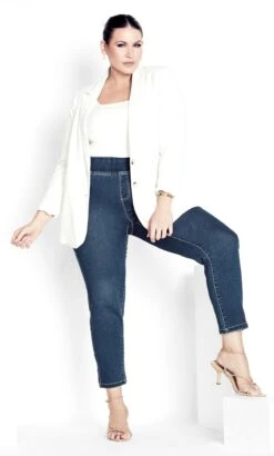 Avenue Blue Mid Wash Pull On Skinny Tall Jeans