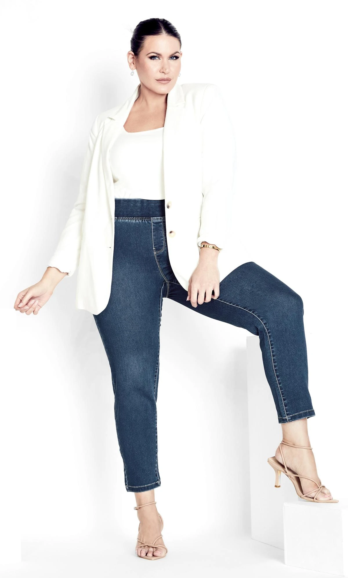 Avenue Blue Mid Wash Pull On Skinny Tall Jeans