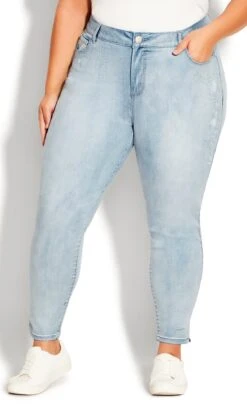 Avenue Blue Mid Wash Denim Suri Embroidered Jean