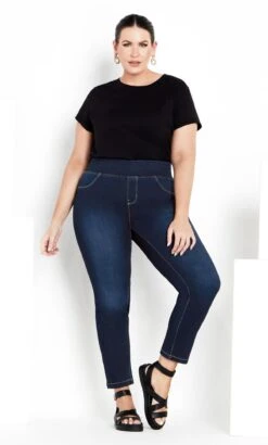 Avenue Blue Dark Wash Pull On Skinny Petite Jeans