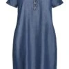 Avenue Indigo Blue Denim Button Shift Dress