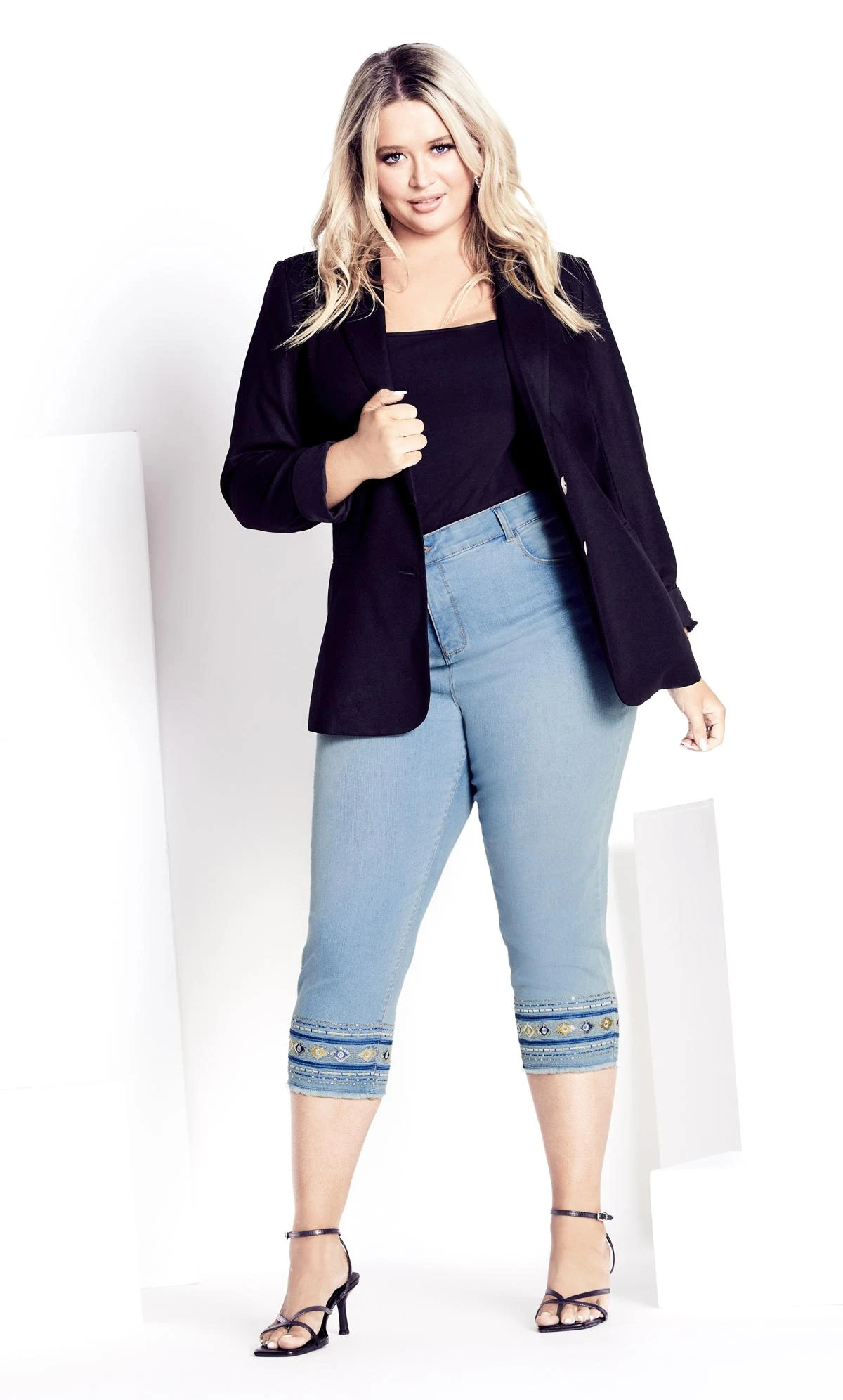 Avenue Blue Light Wash Denim Lola Detail Jeans