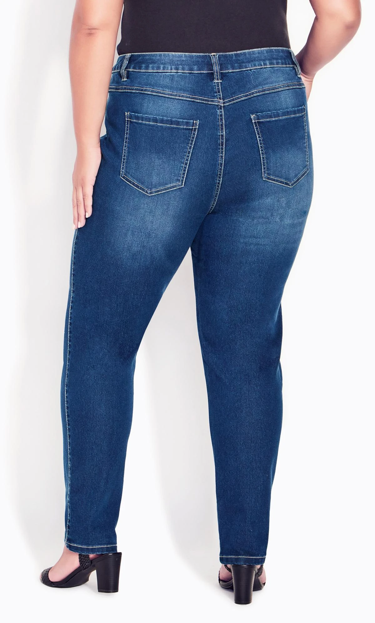 Evans Blue Mid Wash High Waisted Skinny Regular Jeans - Image 5