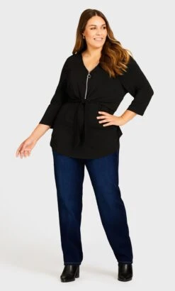 Avenue Blue Dark Wash Straight Leg Regular Jeans