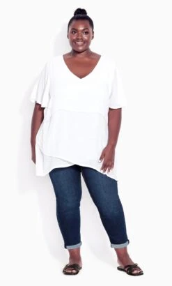 Evans Blue Dark Wash Stretch Girlfriend Jean Regular