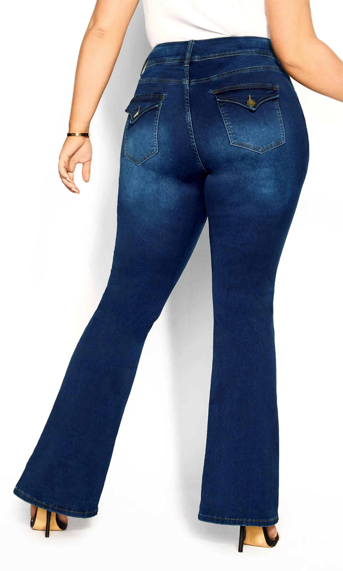 City Chic Blue Dark Wash Flared Jeans - Image 6