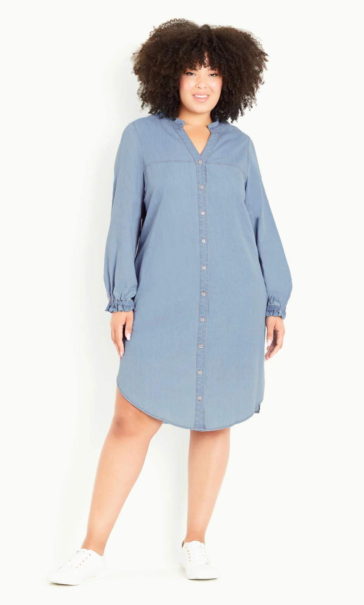 Avenue Mid Blue Denim Shirt Dress