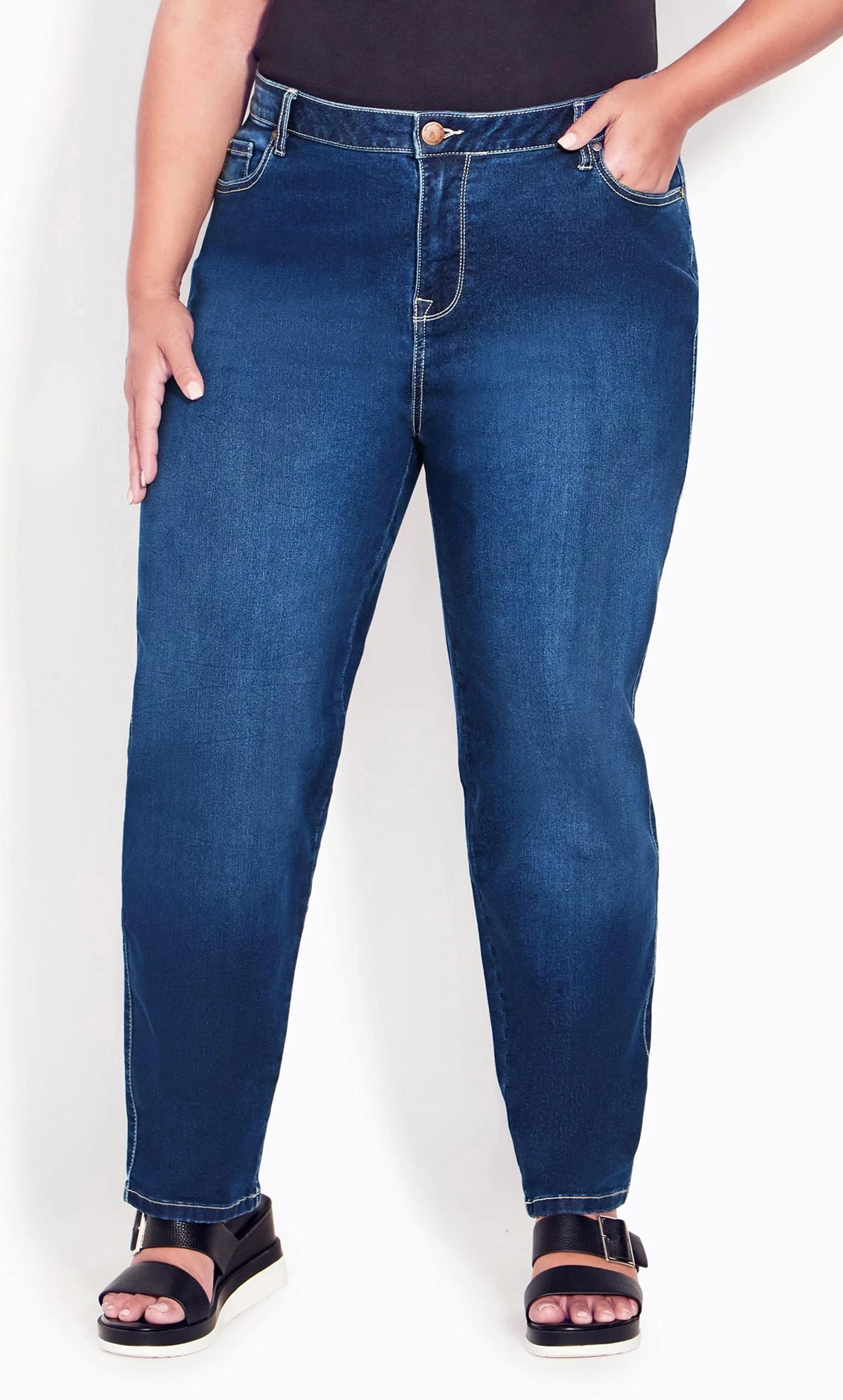 Avenue Blue Mid Wash Straight Leg Jeans - Image 4
