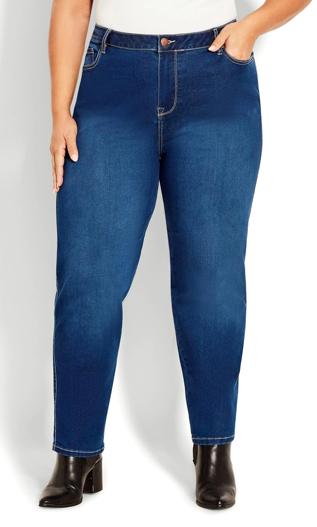 Evans Blue Mid Wash Straight Leg Tall Jeans - Image 4