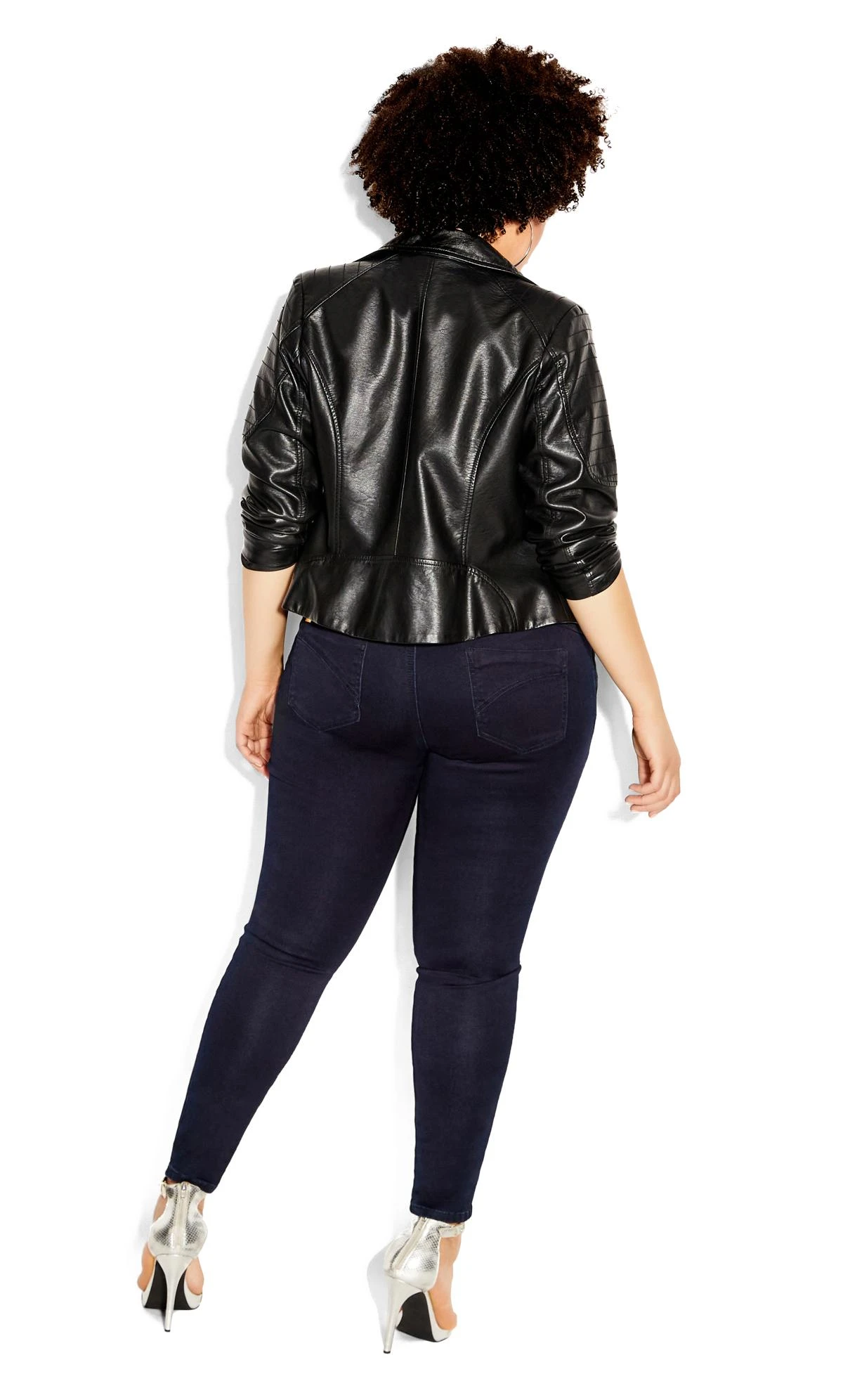 City Chic Dark Blue Denim Regular Length Skinny Jeans - Image 4