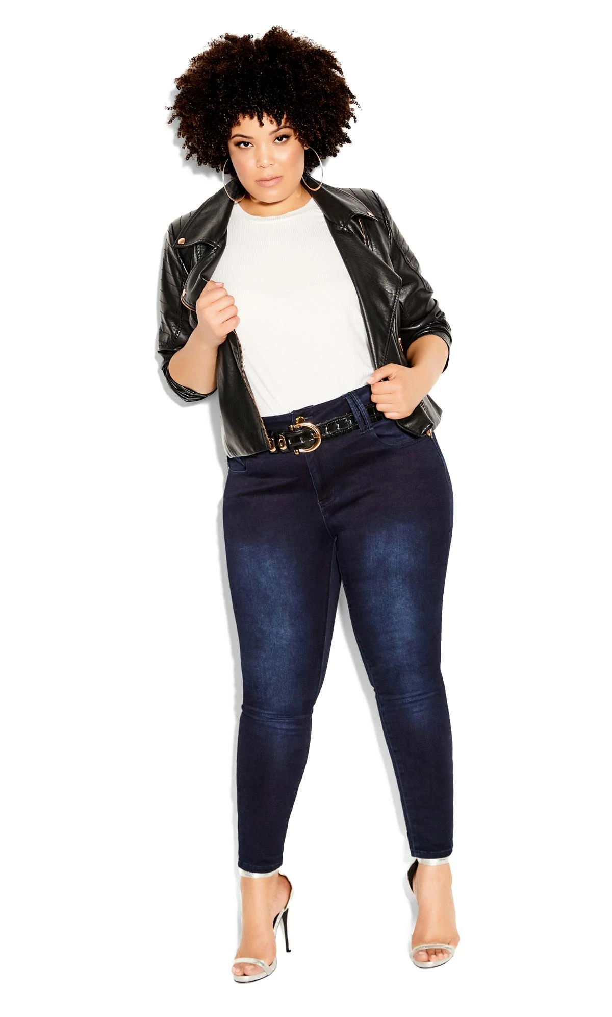 City Chic Dark Blue Denim Regular Length Skinny Jeans