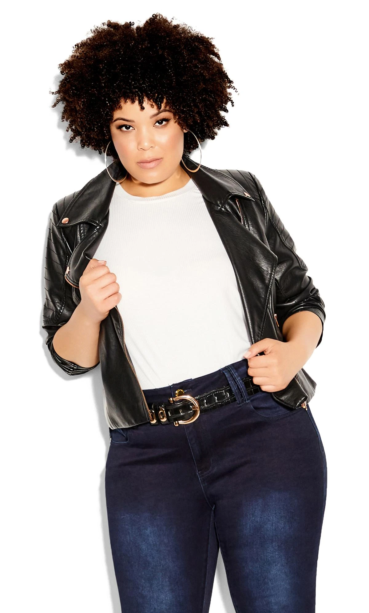 City Chic Dark Blue Denim Regular Length Skinny Jeans - Image 5