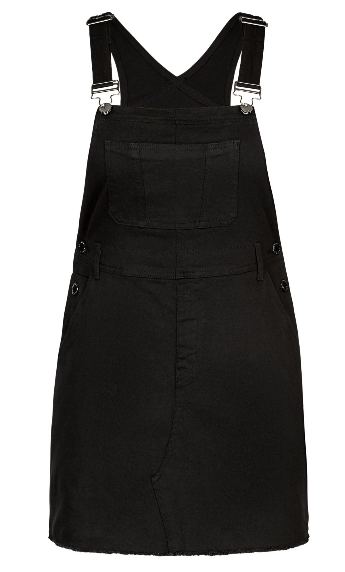 City Chic Black Denim Bib Dress - Image 5
