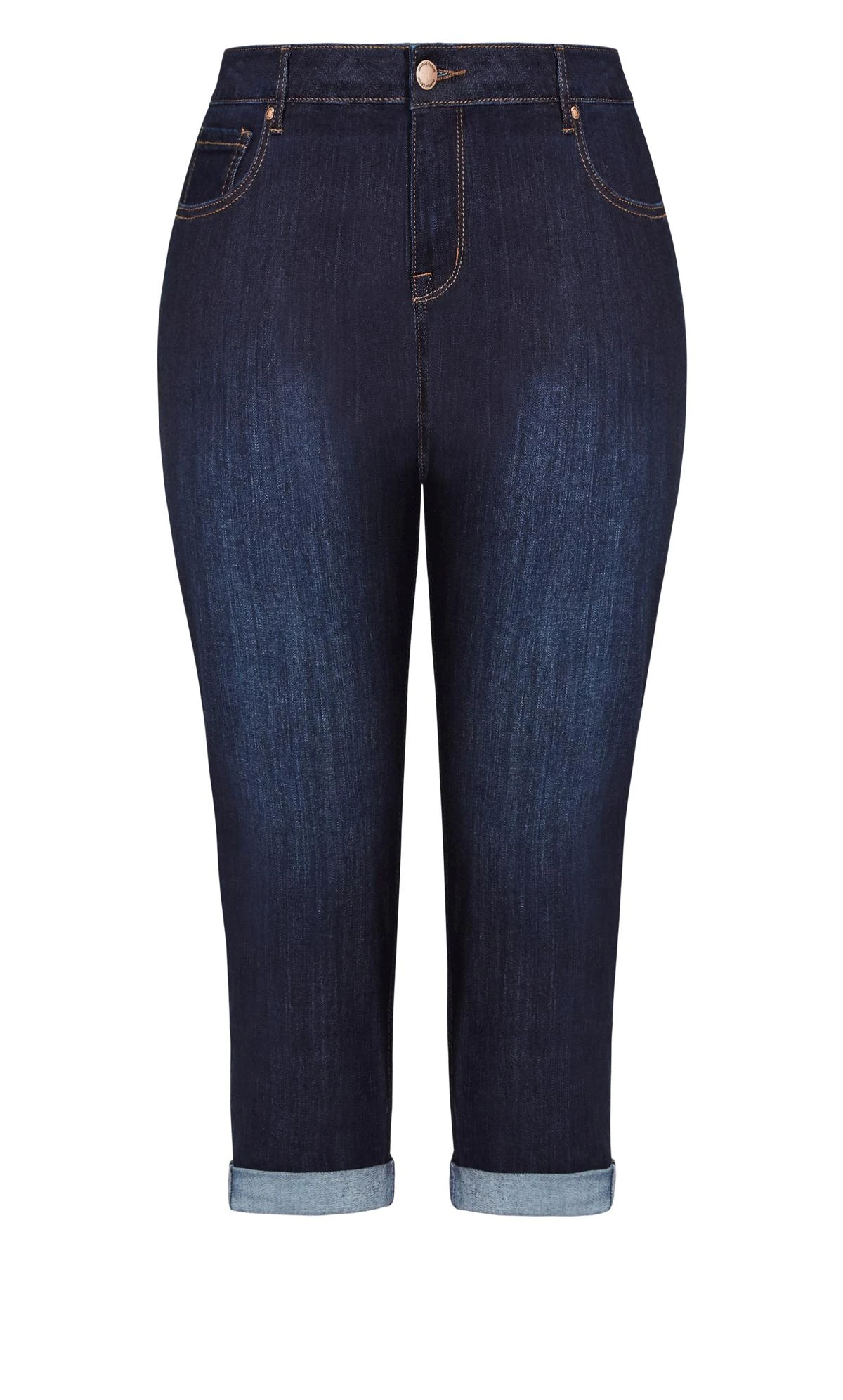 Avenue Blue Dark Wash Stretch Girlfriend Jeans - Image 7