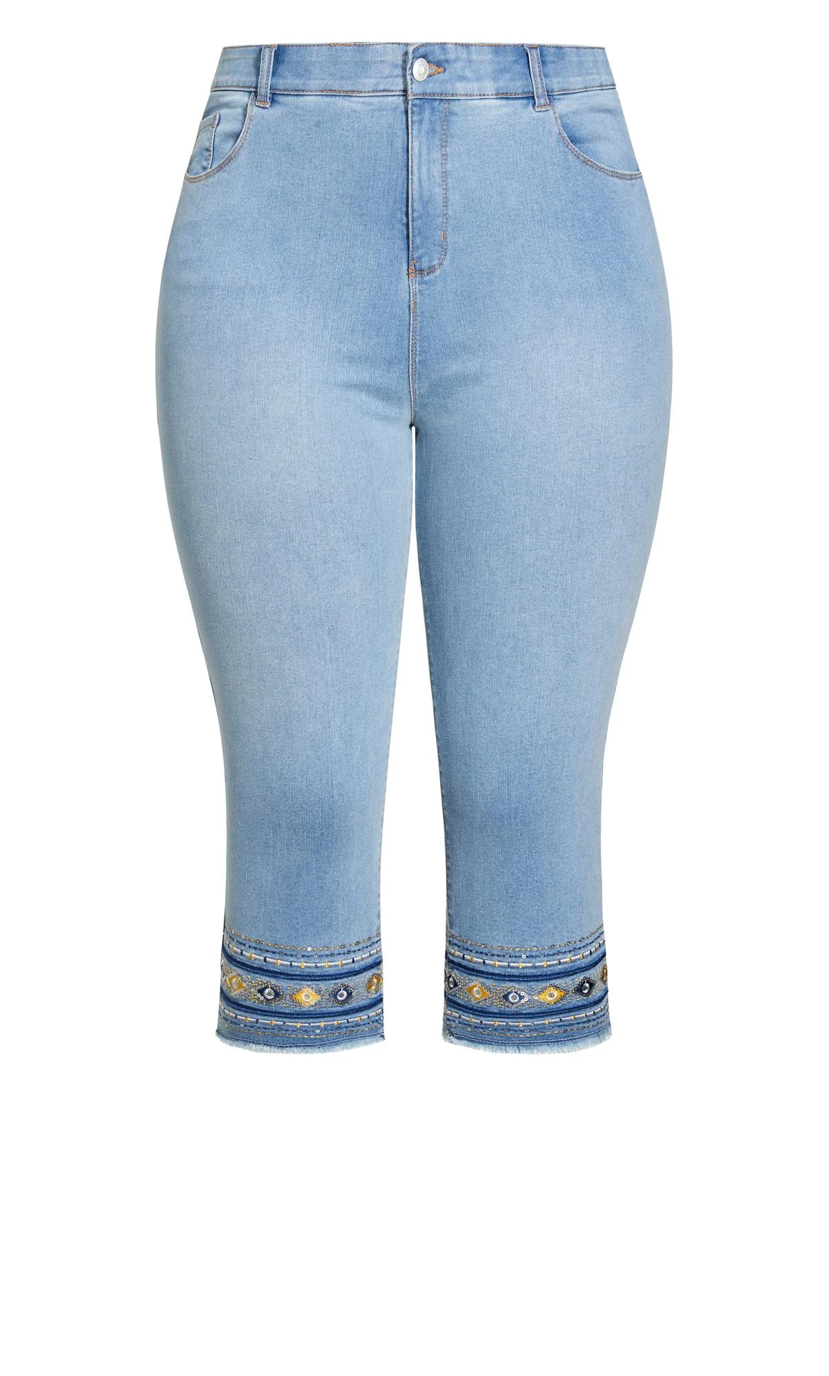 Avenue Blue Light Wash Denim Lola Detail Jeans - Image 4