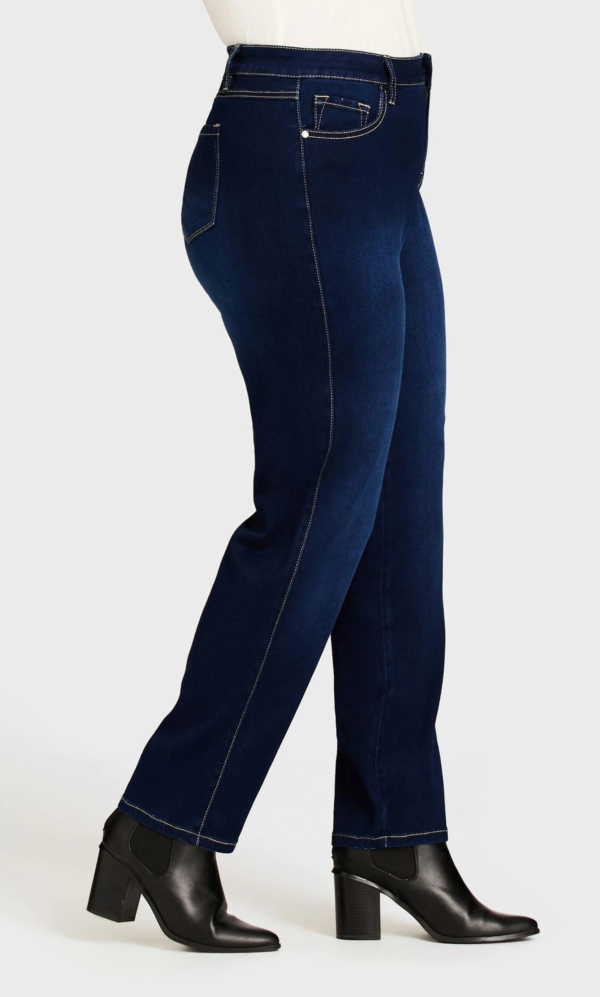 Avenue Blue Dark Wash Straight Leg Regular Jeans - Image 4